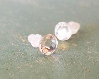 Swarovski clear crystal earrings on plastic posts for sensitive ears