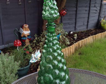 1960s Vintage Italian green glass Genie Bottle