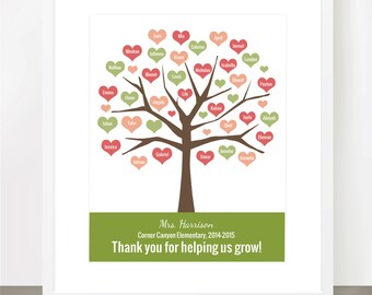 TEACHER GIFT, Tree Personalized Class Names, Teacher Appreciation, Class Gift, End of year, Teacher Gift, Personalized, 8x10