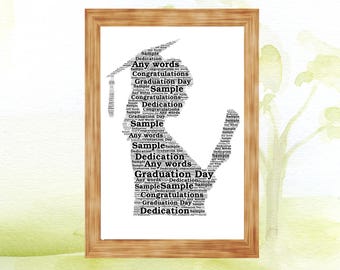 Graduation Lady Personalised Word Art Print Gift Congratulations