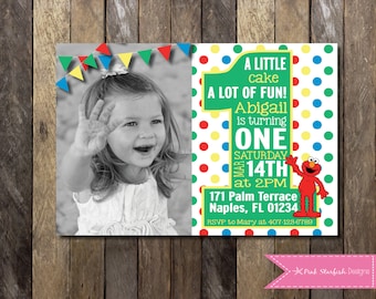Sesame Street Invitation, Elmo Invitation, Invitation with Picture, Elmo, Sesame Street, First Birthday, 1st Birthday, Printable Invitation