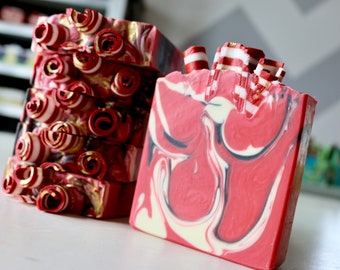 Peppermint Candy soap, cold process handmade soap