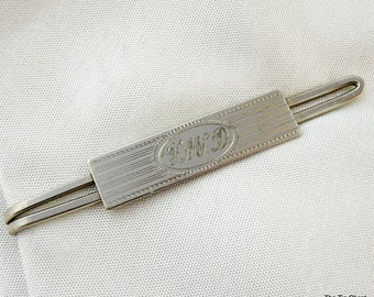 Vintage Tie Bar Clip Letters V McD Initials Monogram Personalized