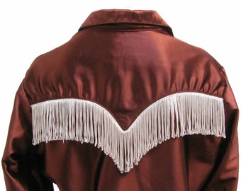 Fringed Rockabilly Cowboy Shirt Vintage Womens Rockmount Ranch Wear Western Shirt Wms Size 36 Or Size Medium Made In the USA