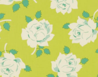 1 Yard Gorgeous HEATHER BAILEY Fabric Lottie Da - COLLECTION Vintage Rose in Lime