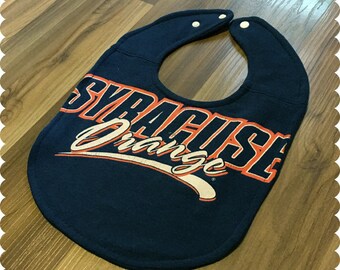 Syracuse Orange Recycled T-Shirt Baby Bib, Syracuse New York, Syracuse University, Sports Baby, Gender Neutral Baby Shower Gift