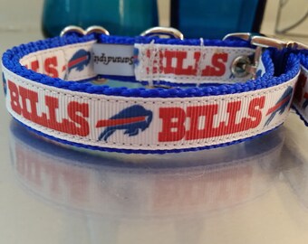 Buffalo Bills Dog Collar - Small Dog Collar, Puppy Collar, Metal Buckle Dog Collar 3/4 inch wide