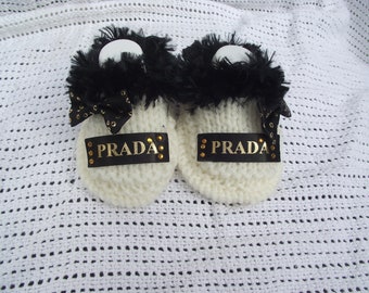 baby boots/ booties with designer ribbon