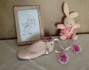 BAPTISM set shape shoe wood and frame