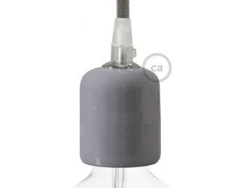 Ceramic socket cup, lamp socket for custom lighting- Grey