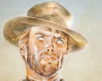 CLINT EASTWOOD, Art Print from Original Watercolor Painting, The Good The Bad and the Ugly, Custom watercolor portrait