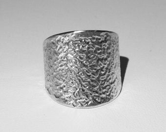 "Medieval" 925 Silver ring recycled textured handmade