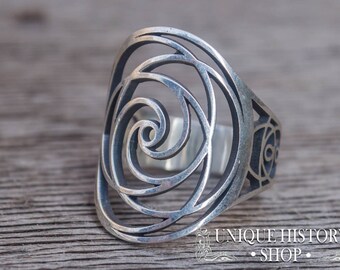 Golden Ratio Ring, Ring with Geometry Ornament, Handcrafted 925 Silver Ring, Unique Sacred Geometry Jewelry, Fibonacci Ring