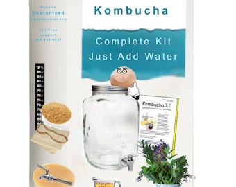 Complete Kombucha Starter Kit includes 2 Gallon Jar and Brewing Guide