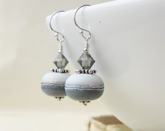 Beautiful Storm Lampwork earrings in sterling silver