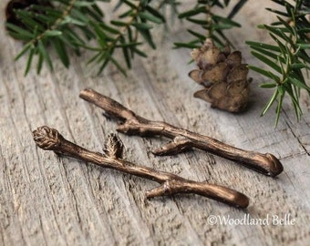 Bella Rustica Antique Bronze Tiny Twig Branch Bobby Hair Pins by Woodland Belle