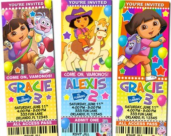 Dora the Explorer Diego Birthday Party Photo Ticket Invitations - Printable