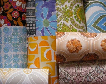 vintage wallpaper scrap pack 15 A5 pieces of retro paper remnants for crafting and decorating