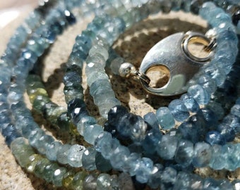 Faceted Moss Aquamarine Necklace or Wrap Bracelet