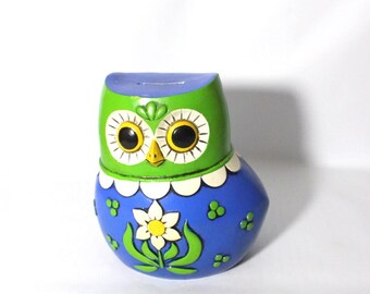 Vintage 1968 Owl Coin Piggy Bank Pride Creations Paper Mache (Japan )