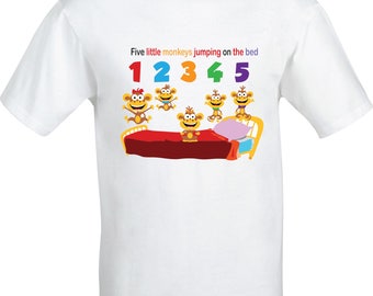 Personalised Five little Monkeys jumping on the bed full color sublimation t shirt