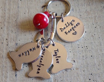 Custom personalized name fishing keychain with fish hook tackle lure bobber great gift for dad Papa grandpa daddy father's Day Hand Stamped