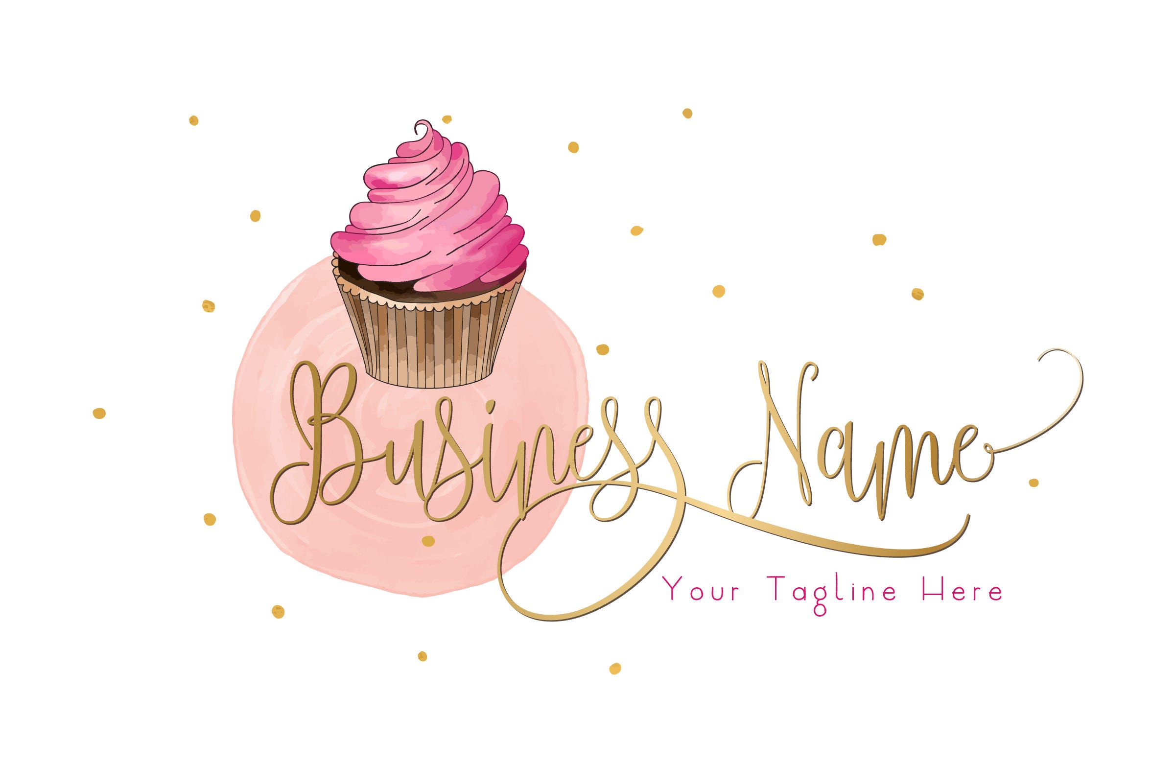 DIGITAL Custom logo design watercolor cupcake bakery logo