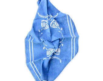 Tea Towel Cotton Kitchen Towel Blue Indigo SAMPLE SALE boho Home and Living home decor block print house warming Gift for the home - DANISH