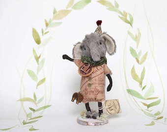 Nostalgische Primitive Folk Art Figur Elefant Zirkus Miniatur Weihnachten
