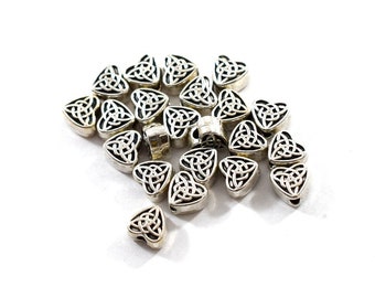 22 Pewter Celtic Heart Beads, Antique Silver Beads, Heart Beads, Celtic Beads, Silver Beads