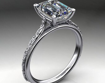 perla ring - 2.5 carat emerald cut NEO moissanite engagement ring