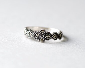 925 Sterling Silver Art Deco Ring, Marcasite Ring, Everyday Jewelry, Vintage Style Ring, Minimalist Ring