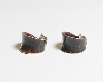 Dark Brown Chunky Clip On Earrings, Boho Hippie Jewelry, Vintage Never Worn, Costume Jewelry