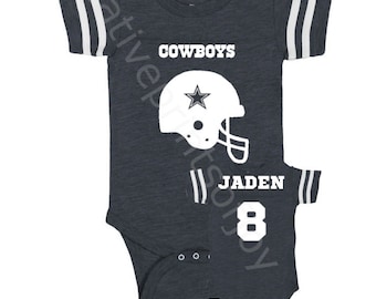 Personalized FOOTBALL inspired front/back option design jersey bodysuit! Fans Giants, Eagles, Patriots, GB Packers, Cowboys, Steelers +more!