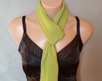 Green Scarf, Sheer Chiffon Scarf, Green Skinny Scarf, Daphne Scarf, Green Chiffon Scarf, Sheer Green Scarf, Skinny Scarf Green