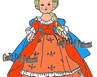 Queen Anne Doll Dress Pattern to fit Ginny Walker Doll