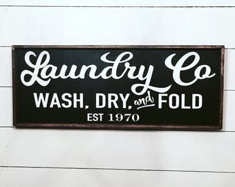 laundry co wood sign farmhouse decor - laundry room sign - farmhouse laundry sign