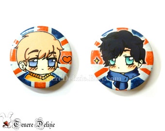 Cute BBC Sherlock Holmes pin - chibi button set of Sherlock and Watson (2)
