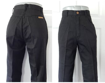 Vtg Gloria Vanderbilt Murjani Black Khaki Pants Chinos Juniors Size 7 (R1-12)