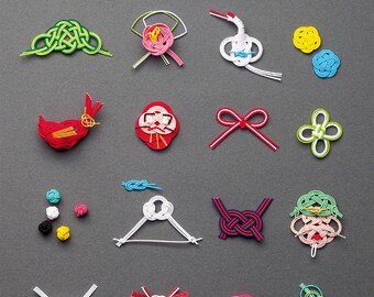 Easy Mizuhiki Arrangement Book - Japanese Craft Book - Japanese Mizuhiki - Traditional Code Decoration Handcraft Book - Chie Nagaura - PDF