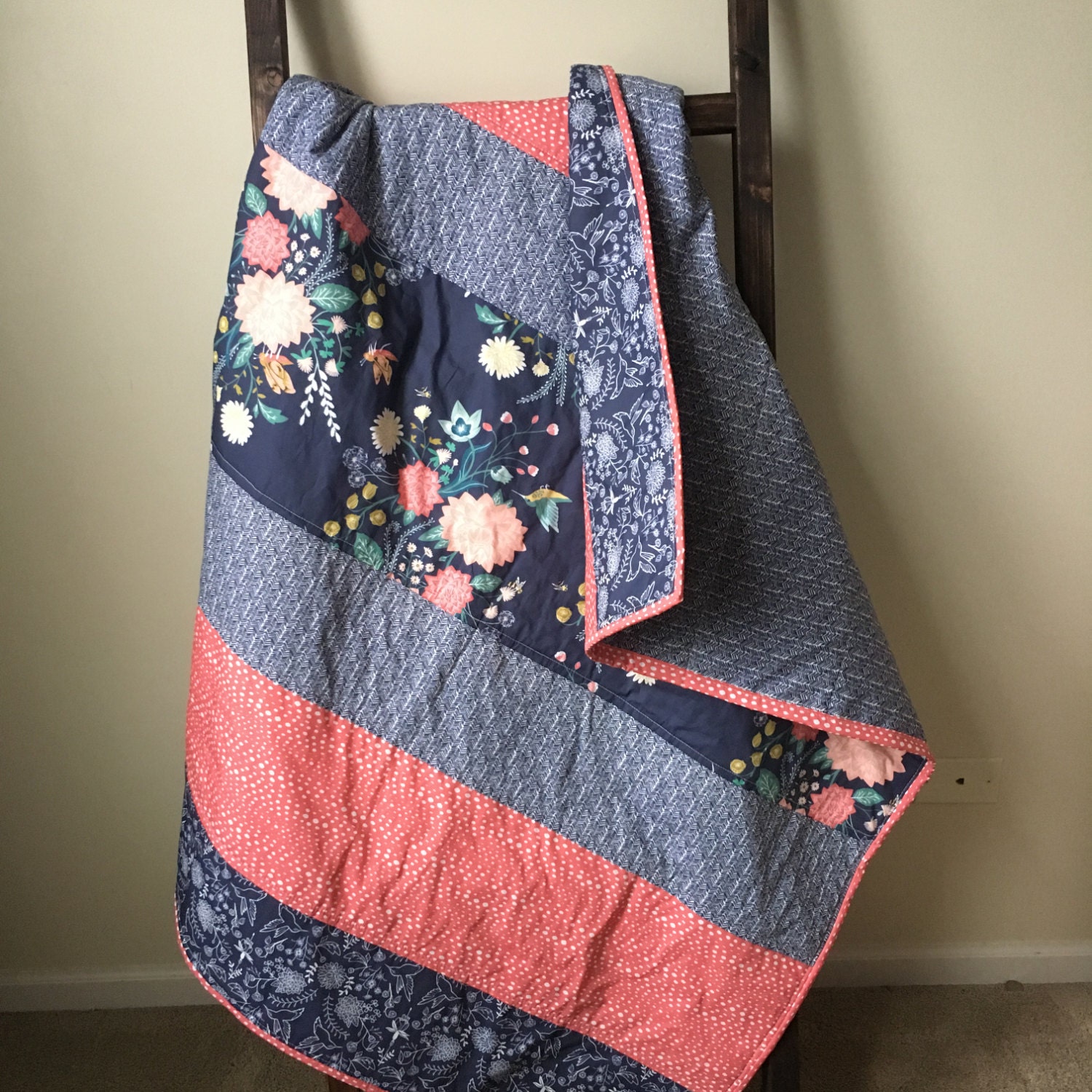 Floral Baby Quilt Floral Toddler Girl Quilt Floral Nursery