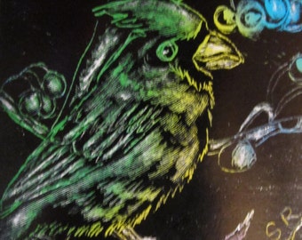 Cardinal multicolor scratch card art