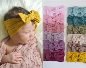 Nylon Baby Headbands, Stretch soft nylon head wraps, baby headband, newborn headbands, CLASSIC knot nylon head wrap