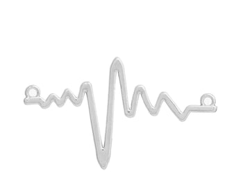 "Heartbeat" 48x29mm silver connectors