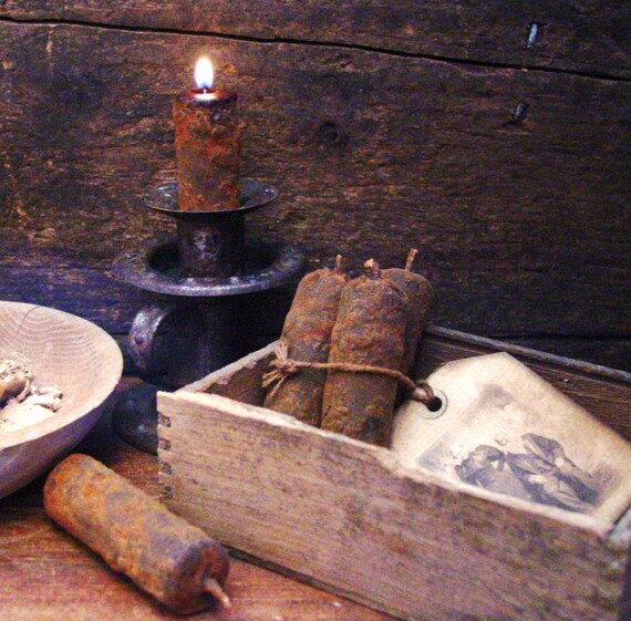 Items similar to Primitive Candles, Scented Beeswax Candles, 3" Grubby