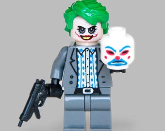 Custom The Joker with Bank Robber Mask minifigure DC Comics Super Villain from The Dark Knight