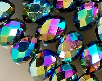 4 8 X 5 MM MULTICOLORED SWAROVSKI CRYSTAL BEADS.