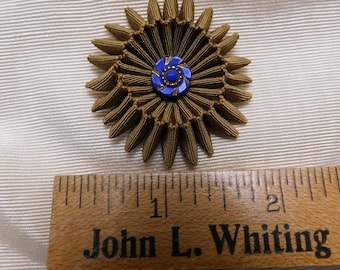 Gold Micro Cocarde Brooch With Glass Button