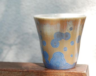Pottery Coffee Mug, Porcelain Mug, Crystalline Glaze Ceramic Tea Cup, Cup for wife, One of a kind Coffee cup, Pottery by Katarzyna Dobosz.
