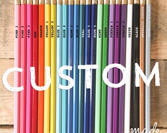 Custom Pencils By The Dozen, Foiled Engraved, Fun Gift Bright Favor Announcement, Birthday Wedding Baby School Team Spirit, Office Supplies